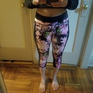 pink floral front Capri leggings